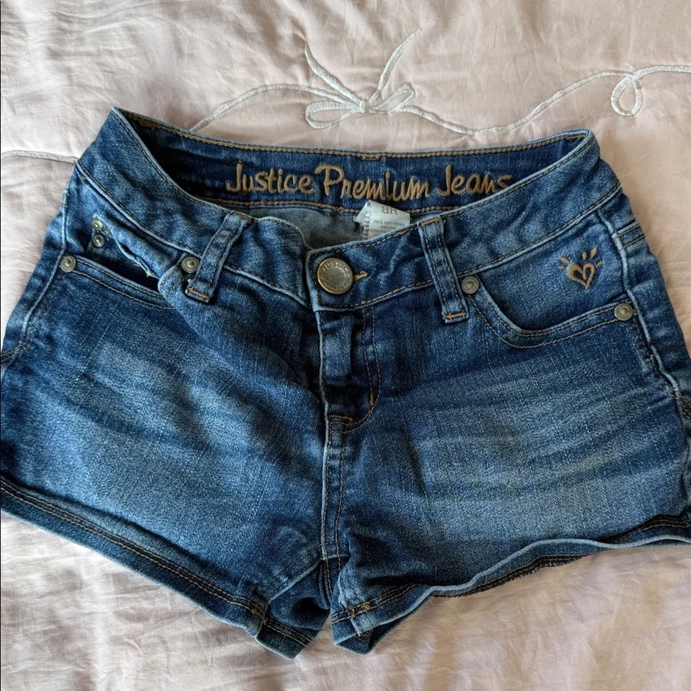 Justice Girls Denim Shorts in Blue Wash